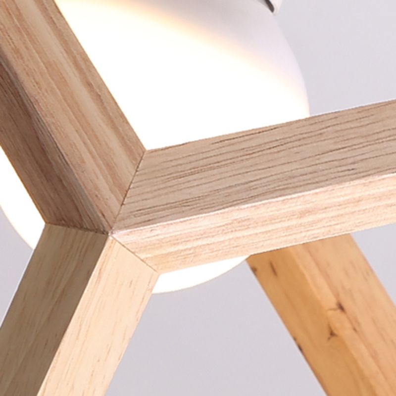 Log Color Square Pendant Light in Modern Concis Concis Wooden Intérieure en bois lampe de suspension intérieure