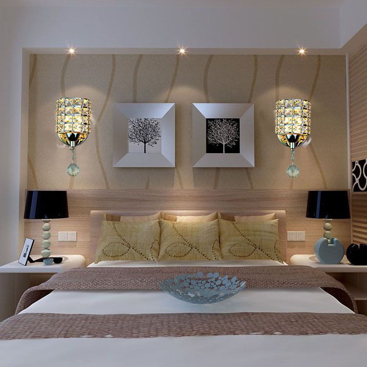 Luces de pared de tocador de medio cilindro Luz de tocador de cristal de estilo de lujo moderno