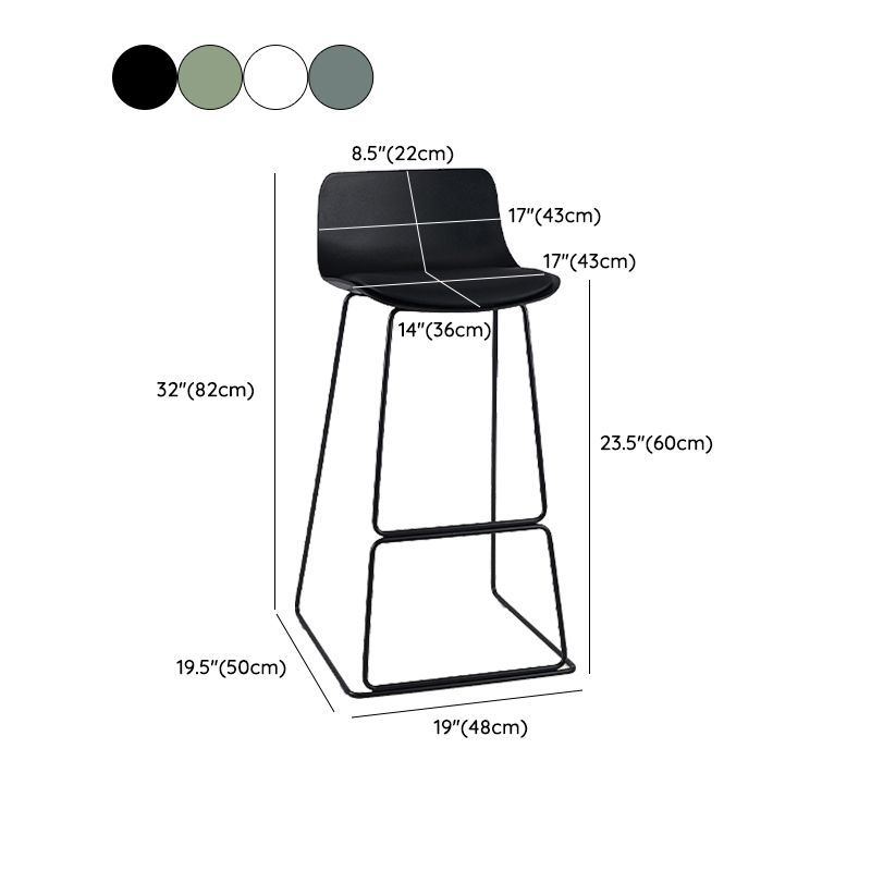 Nordic Style Indoor Backrest Counter High Stool with Metal Base