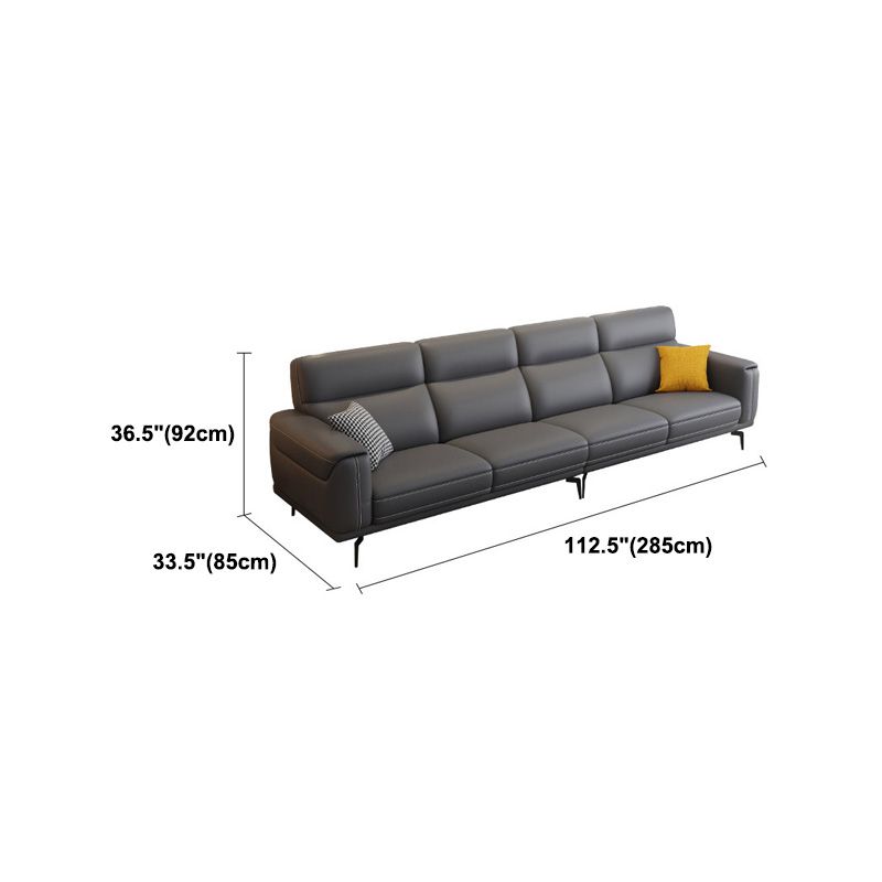 Modern Tufted Tight Back Genuine Leather Sectionals, 36" Sectional Sofa in Kingston Gray