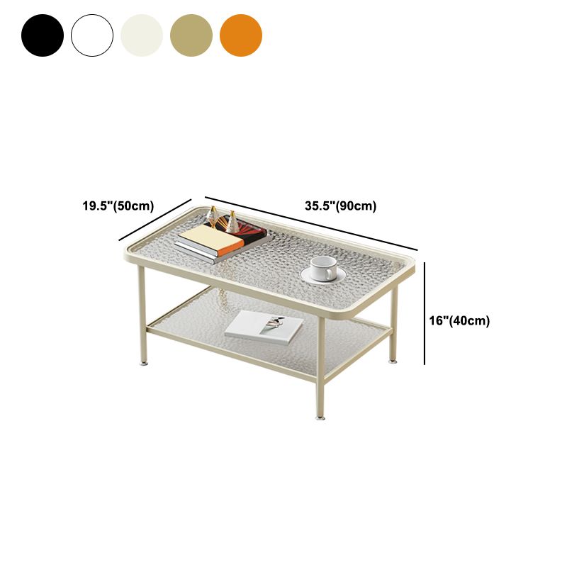Glass-Topped Cocktail Table Rectangular Coffee Table for Living Room