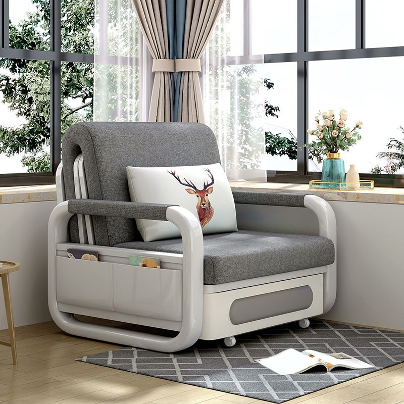Cotton Blend Contemporary Sofa with Bed in Grey with Storage