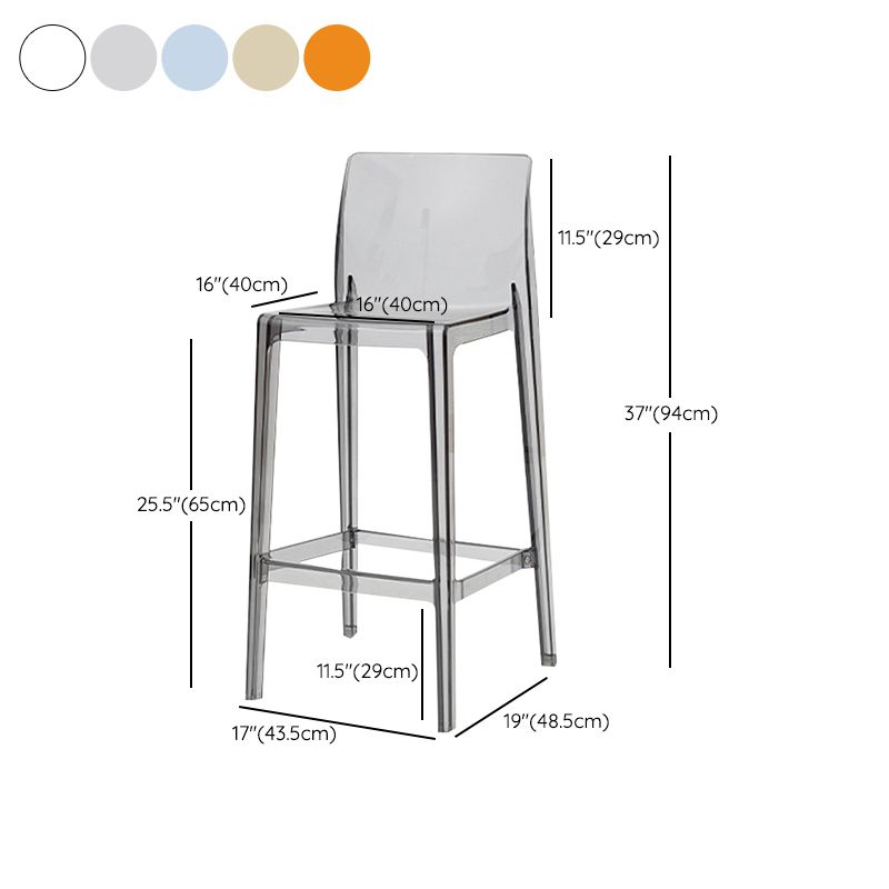 Modern Armless Backrest Counter Stool Acrylic Cafe Bar Stool with  Pedal