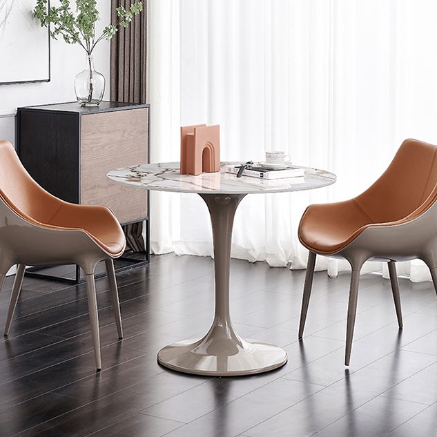 Tavolo da pranzo in pietra sinterizzato in stile moderno bianco tavolo da pranzo a base di tulipani rotondi