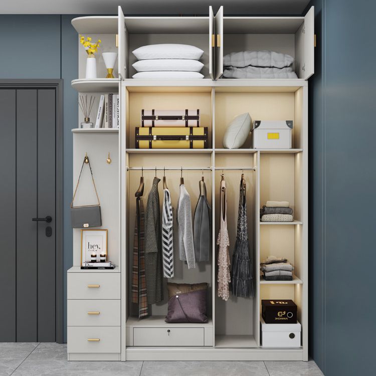 Manufactured Wood White Storage Cabinet with Sliding Door Modern Cabinet with Drawers