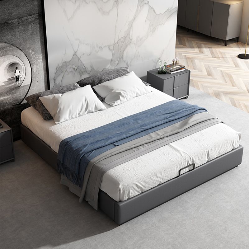 Grey Platform Bed Frame Contemporary Platform Bed with Lift Up Storage