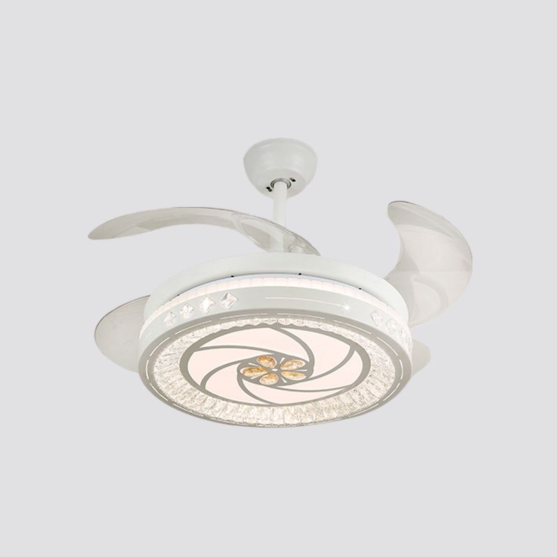 Simpulla Light a fiiling semifulò da 19 "Luce a filo rotondo a sospensione con tonalità acrilica, 4 lame