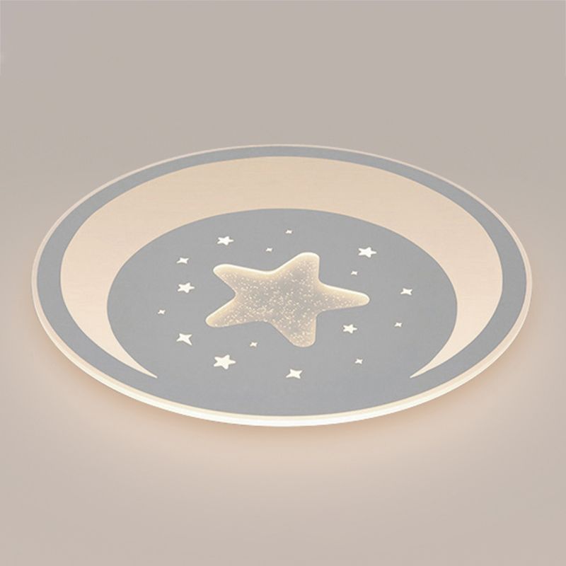 Round Shape Metal Flush Ceiling Light Kid Style 1 Light Flush Ceiling Light Fixtures