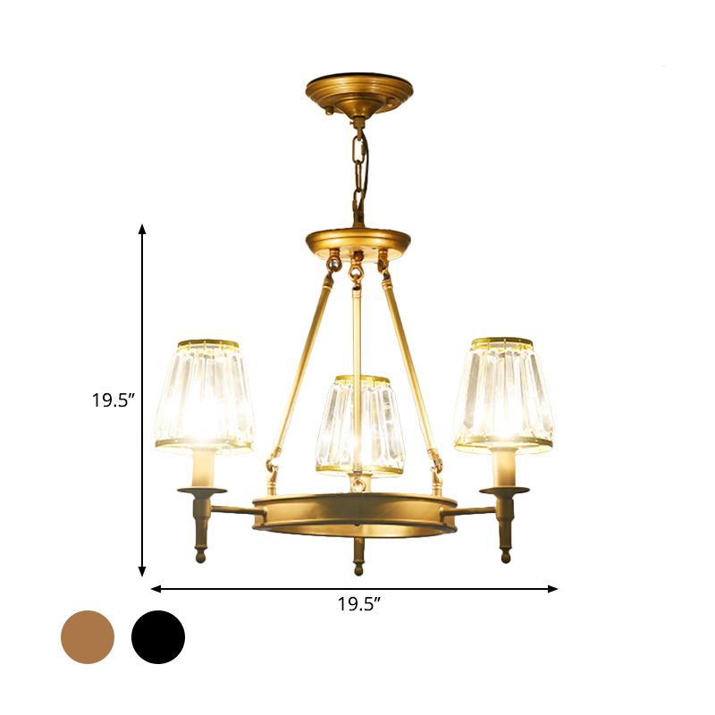 Gefacetteerde kristallen hangende lampkit klassieke conische woonkamer kroonluchter verlichting met metalen ringontwerp