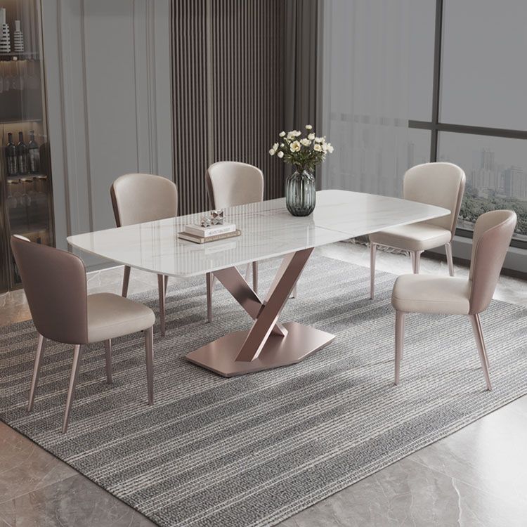 Luxury 1/4/5/6/7 Pièces Ensemble de dinet avec table rectangle et chaises arrière solides meubles