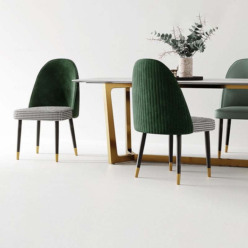 Glam Rectangle Table Sintered Stone Table with Metal Legs for Kitchen