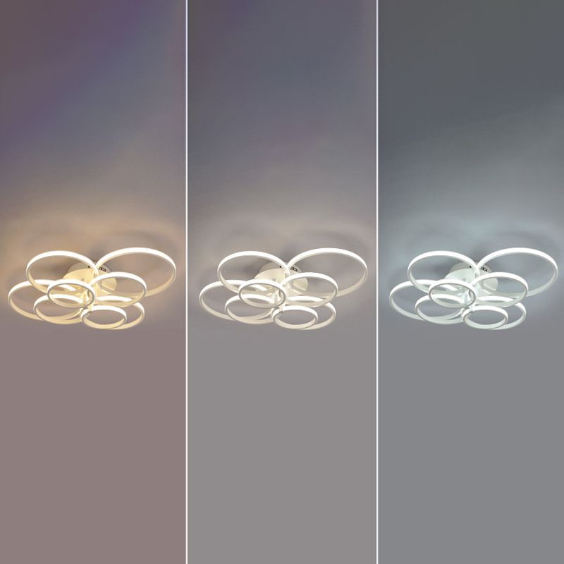 White Loop Forgiato Semiflush Light Minimalism LED Aluminum Soffitto Luce per Bedroom