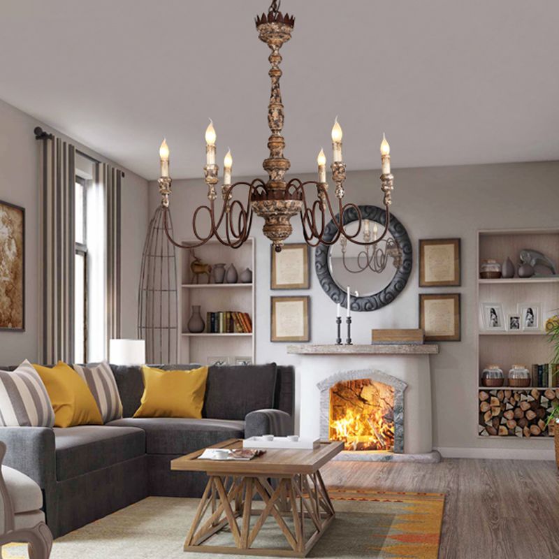 Éclairage pendentif en bois de chandelle