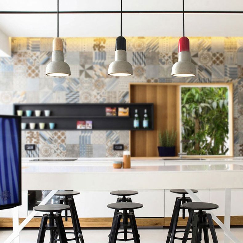 5 Zoll breites Mini-Zement hängend hängender fackelförmiger nordischer Beton 1-Licht-Anhänger für Schlafzimmerkorridor