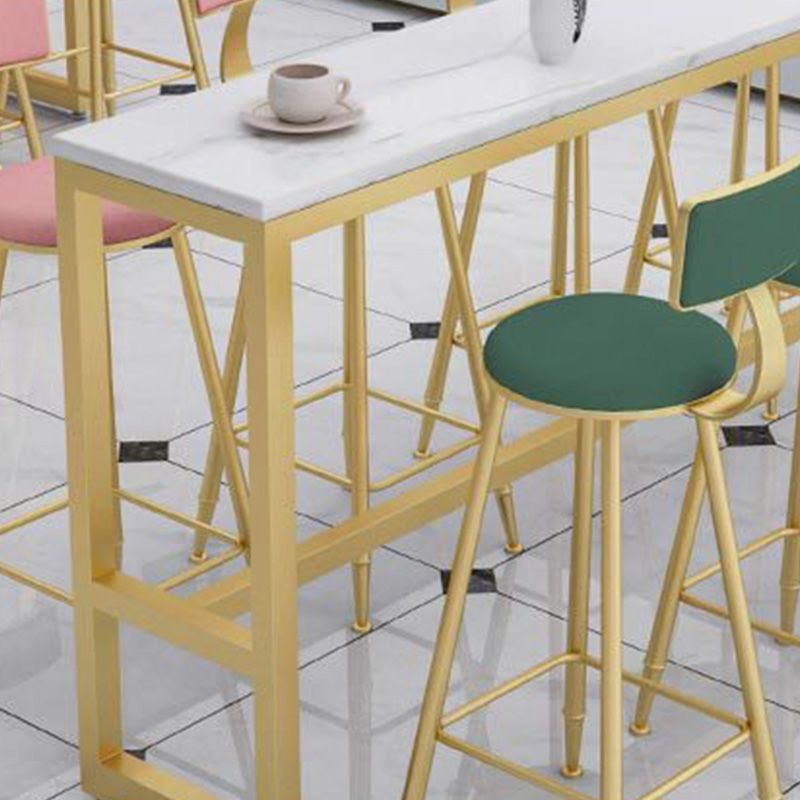 Modern Bar-height Table White Stone Top Fixed Pub Table for Patio