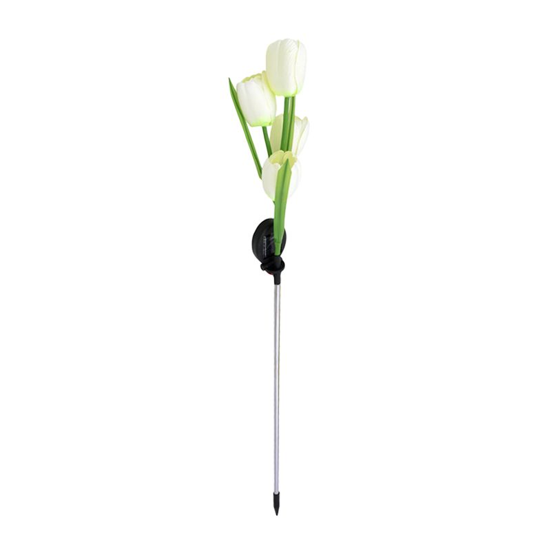 Tulip Solar LED Path Light Modernism Fabric 4 Heads Yellow/White/Yellow and White Ground Lighting for Outdoor Garden