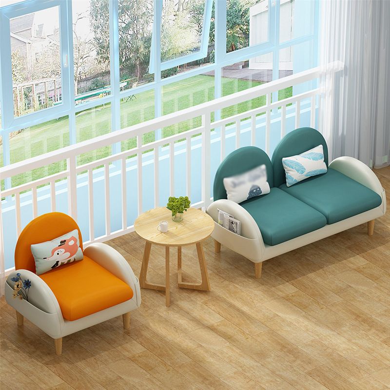 Faux Leather Pillow Back Sofa with Storage for Living Room and Apartment