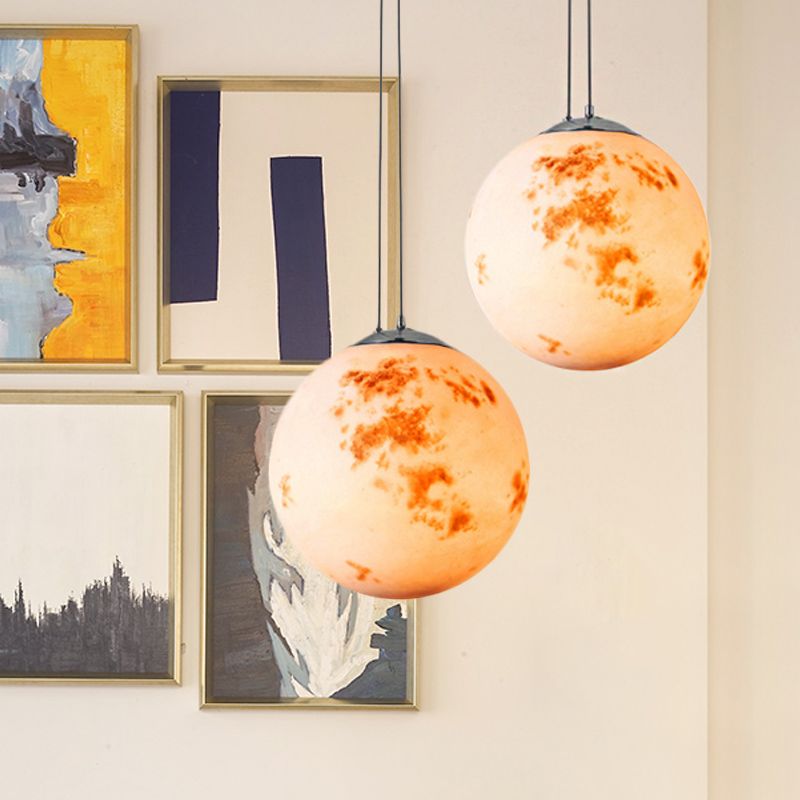 Pendant Lamp for Bedroom, Modern Globe Shade Ceiling Light Fixture in Chrome for Kids