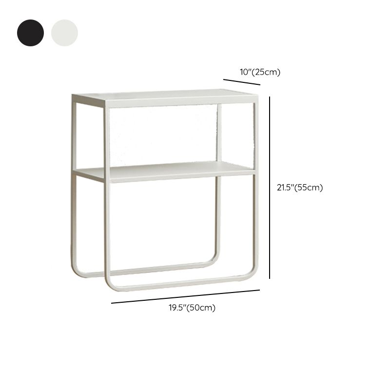 21.65" Tall 4 Legs Side Table Metal Sofa Side Accent Table with Shelf