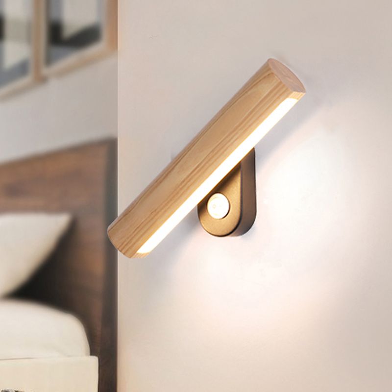Modern Style Wall Light Strip Shape Wood 1-Light Wall Mount Light