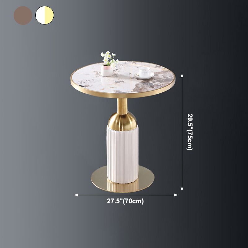Metal Traditional Luxury Dining Table Sintered Stone Dining Table with Pedestal
