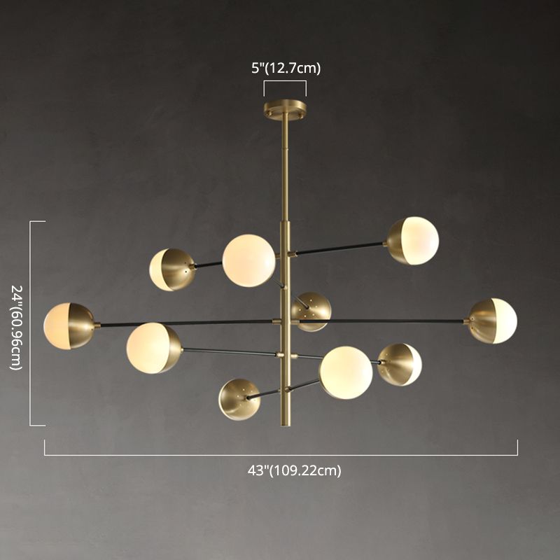 Lampadella in ottone in ottone in stile post-moderno in metallo + glass sfera di stile molecolare accompagnamento in oro