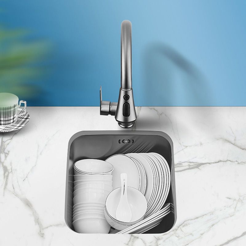 Square Stainless Steel Kitchen Sink Single Bowl Sink with Drain Strainer Kit