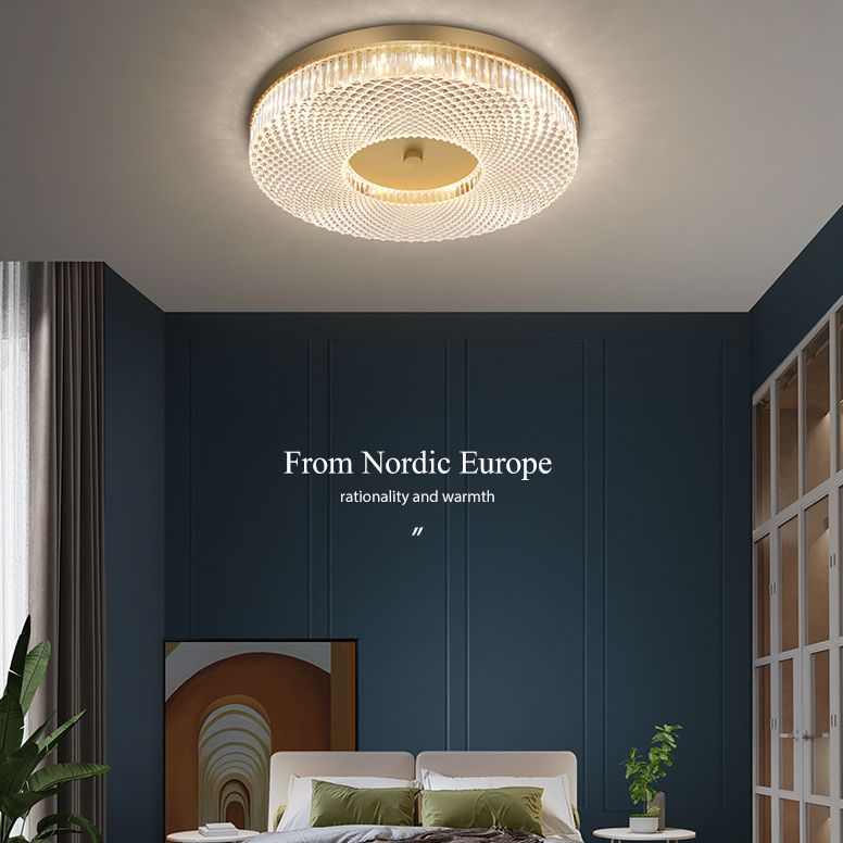 Round Flush Mount Light Fixtures Ultra-Contemporary Crystal Ceiling Light Fixtures for Bedroom