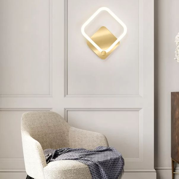 Gold Led Wall Sconce Lighting Modern Style Acrylic Ultra-thin Wall Light for Bedroom Living Room