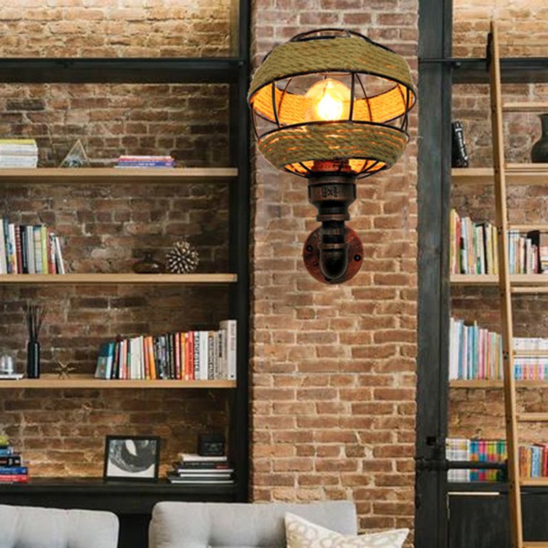 Globe Metal Sconce Industrial 1 Leichtes Wohnzimmerwandbeleuchtung in verwitterten Kupfer