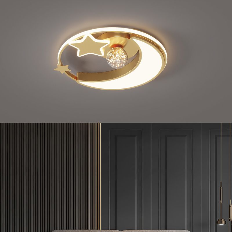 Bedroom Metal Flush Mount Light Fixture Contemporary Circle Flush Light Fixture