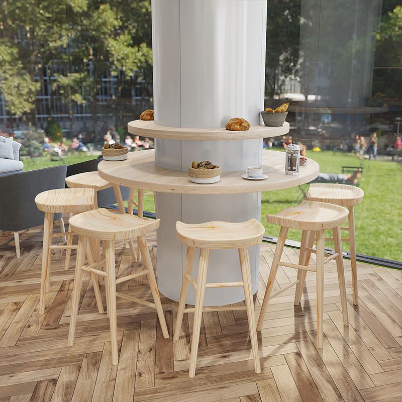 Solid Wood Backless Bar Chair Modern Indoor Bar Stool with Wooden Legs