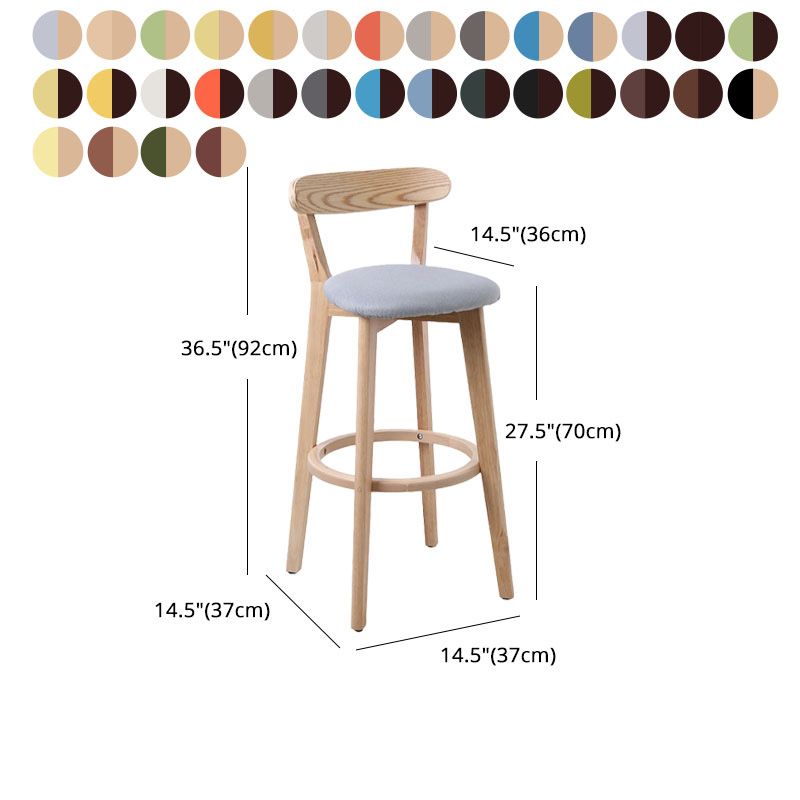 Scandinavian Rubberwood Coffee Shop Stool Footrest Upholstered Bar Stools
