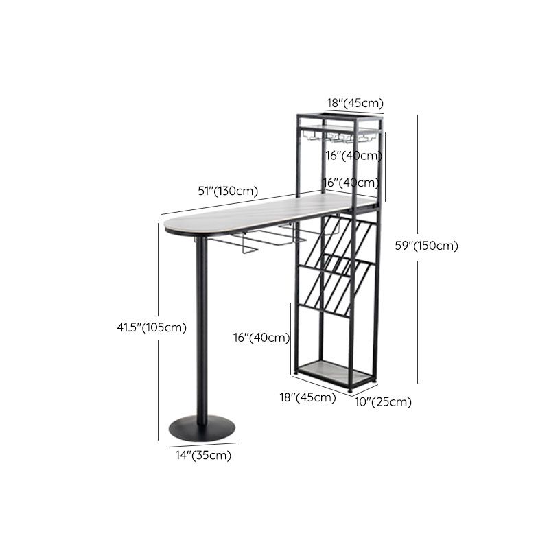 Modern Pub Table with Storage Base Specialty Stone Top Bar Table