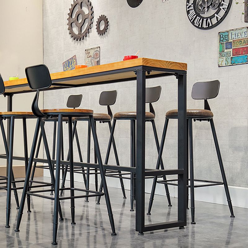 Contemporary Style Brown Barstool Low Back Bar Stool with Metal Legs