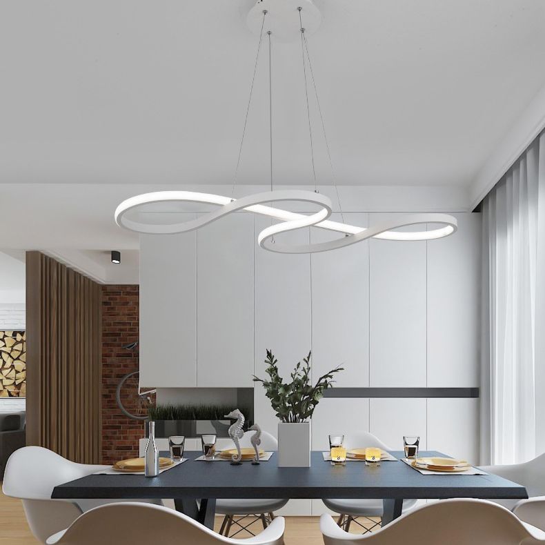 Aluminium LED Linear Pendant Light in Modern Creative Style Silica Gel Ceiling Light for Dining Room