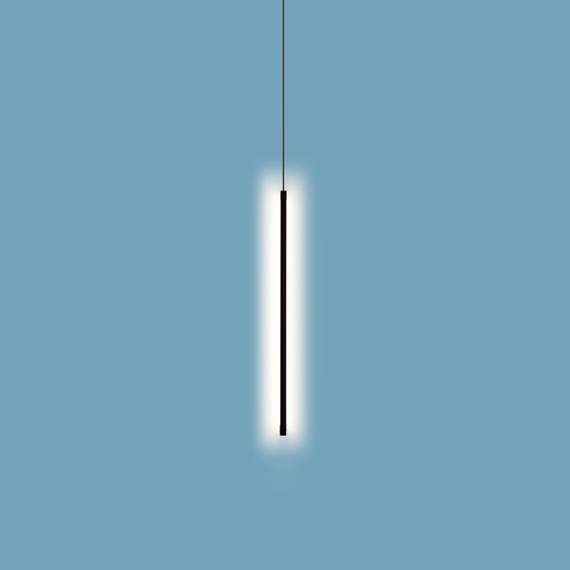 Black Aluminum New Modern Hanging Ceiling Light Linear 1-Light Pendant Light for Bedroom