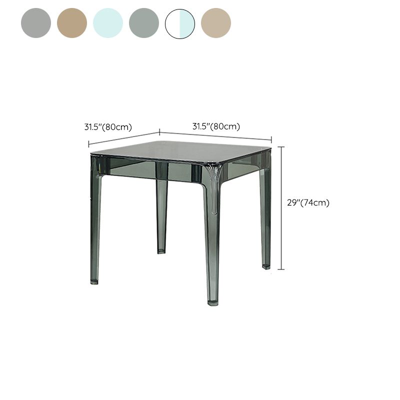 Modern Tempered Glass Desktop Geometric Acrylic Legs Dining Table for Dining Room