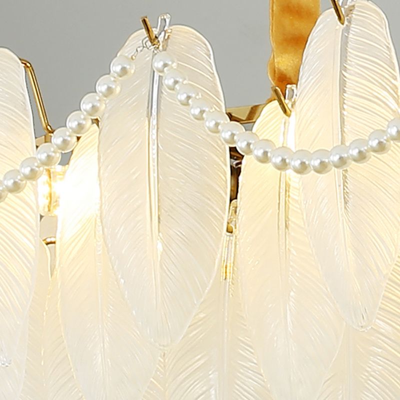 Modern Style Oval Shape Island Lights White Glass 8 Light Island Lighting in Gold