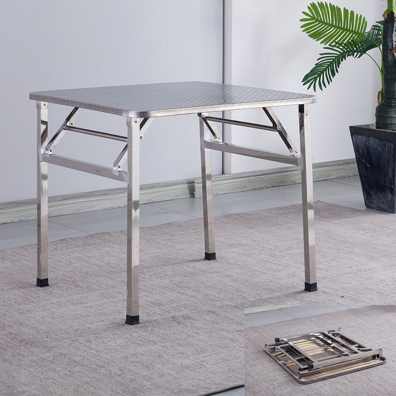 Industrial Style Dining Table Square Stainless Steel Folding Dining Table for Home Use