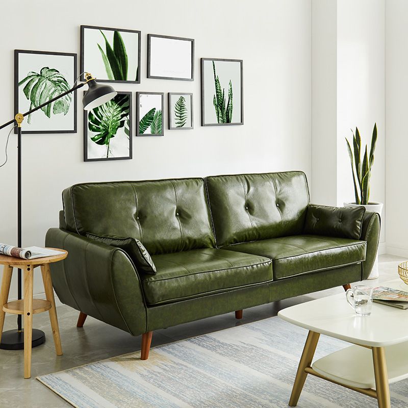 Faux Ledersofa ausgestoßen Armknopf getuftet lose Rückensofa für Wohnzimmer
