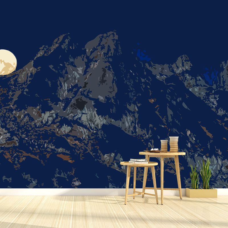 Mountain Illustration Mural Moisture Resistant Wall Decor for House Interior