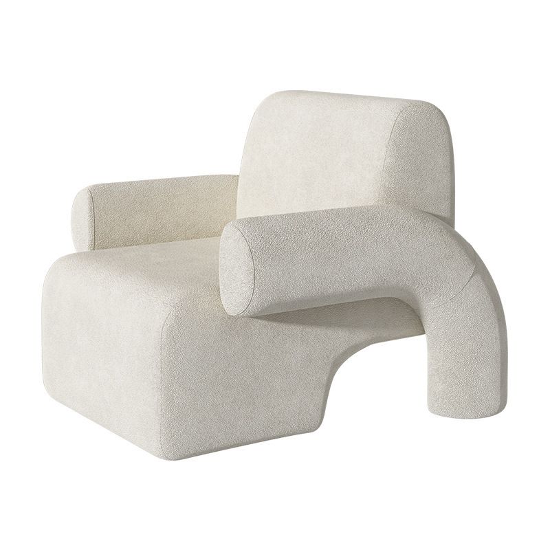 Nordic Style Fabric Armrest Cushioned Back Cushioned Arm Chair