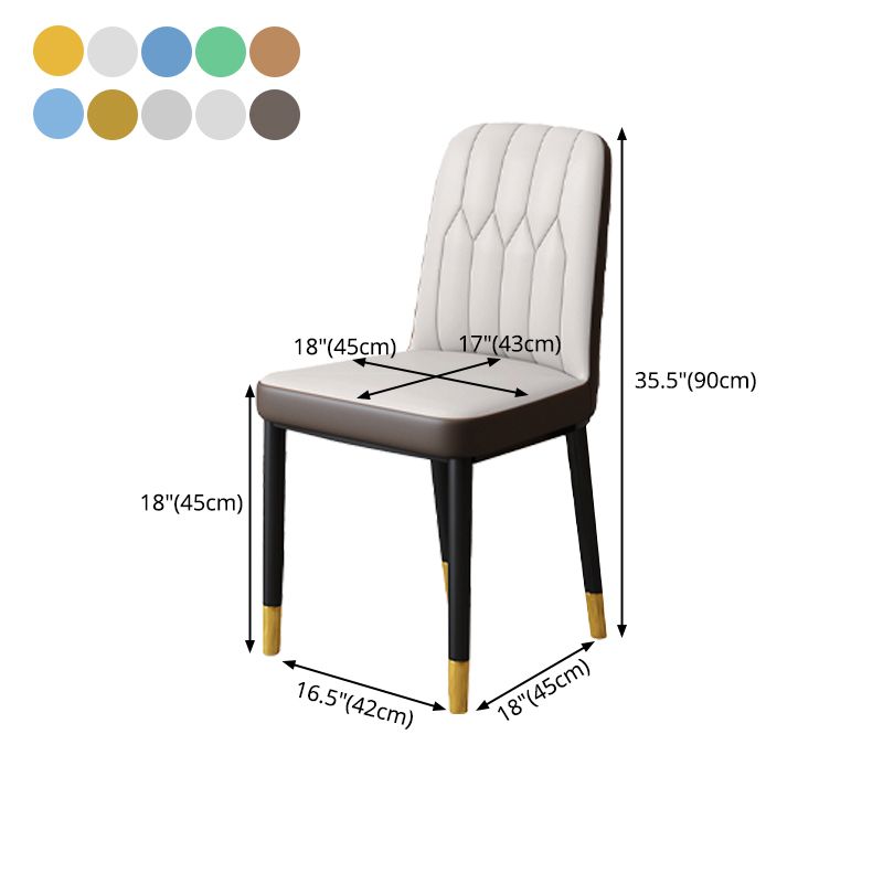 Chaise d'appoint d'intérieur scandinave, chaise de salle à manger rembourrée en métal avec dossier Parsons