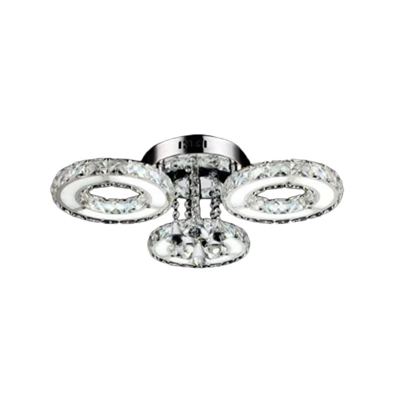 3/6 Lampadine Flush Massimale Light Modern Circular Opulent Inlaid Crystal Flushmount in Silver