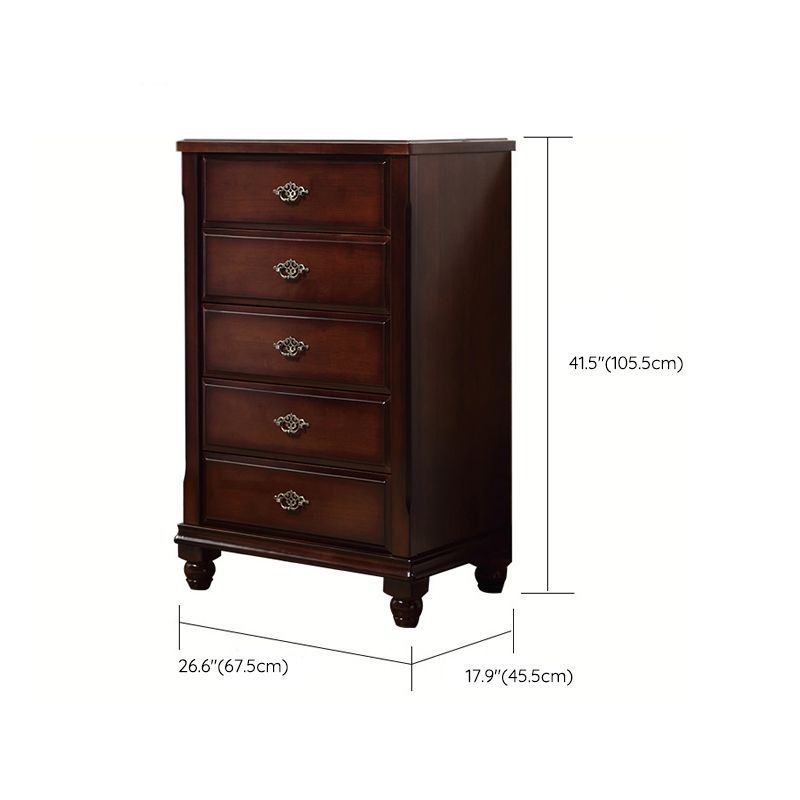 Traditional Wooden Bedroom Chest Vertical Storage Chest with Drawers