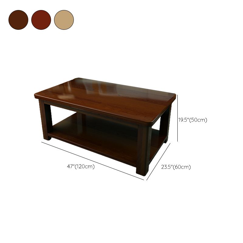 Contemporary Solid Wood Coffee Table Rectangle 4 Legs Coffee Cocktail Table