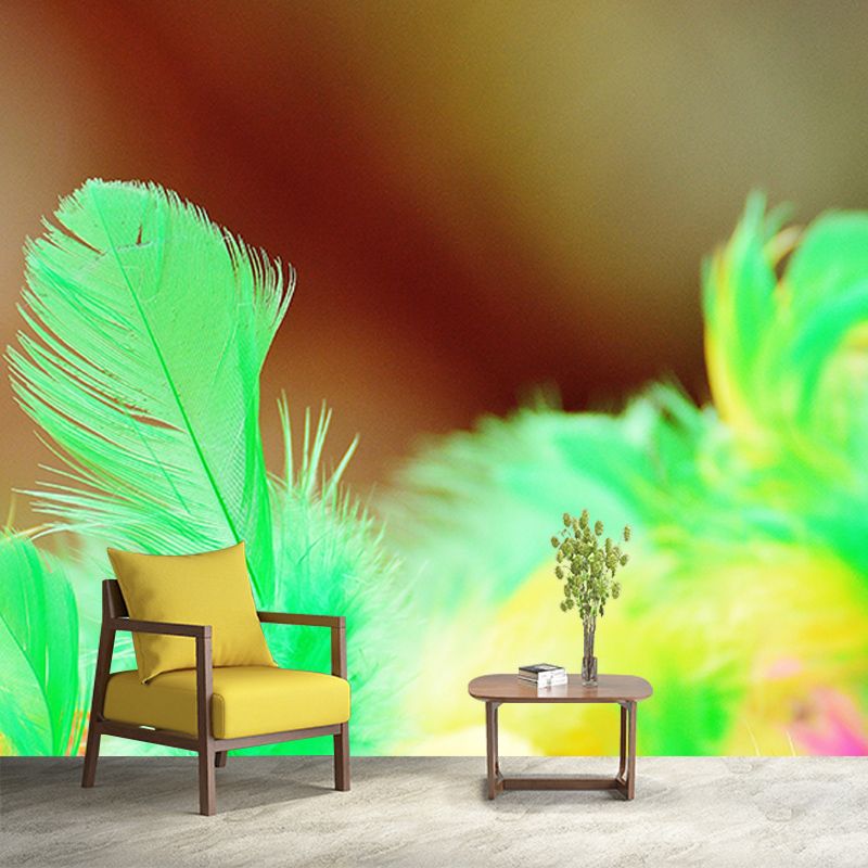 Bedroom Feather Wall Mural Wallpaper Modern Mildew Resistant Wall Decor