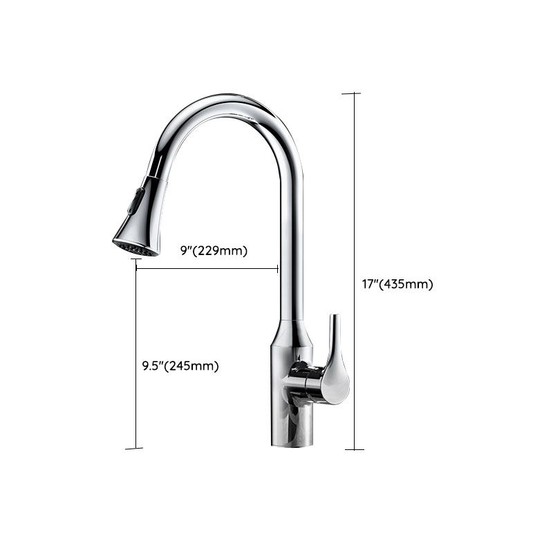 Modern Style Bar Faucet Copper Lever Handle Pull Down Gooseneck Bar Faucet