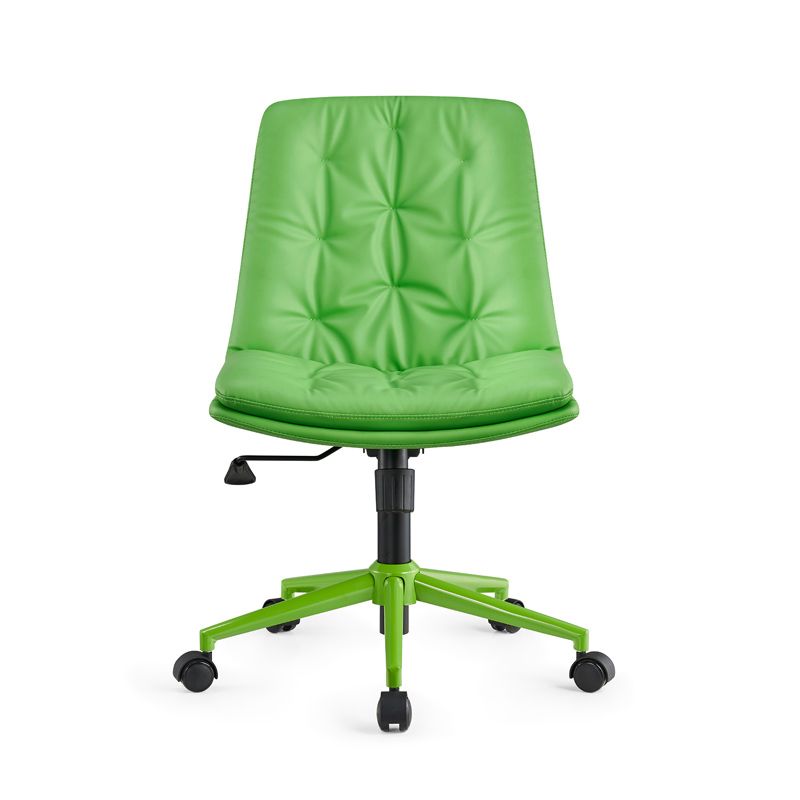 Mid Back Swivel Chair Modern Faux Leather Office Chair with Tufted